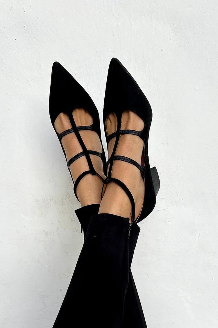 Alexa™ | Low-Heel Cross-Strap Pointed Pumps