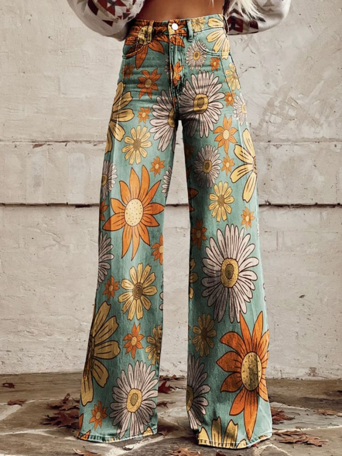 CIRILLA | Flowing Botanical Wide-Leg Pants