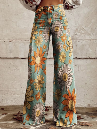 CIRILLA | Flowing Botanical Wide-Leg Pants