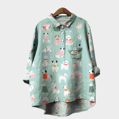MARIANELLA | Oversized Blouse with Dog Print and Everyday Comfort for a Cheerful Style