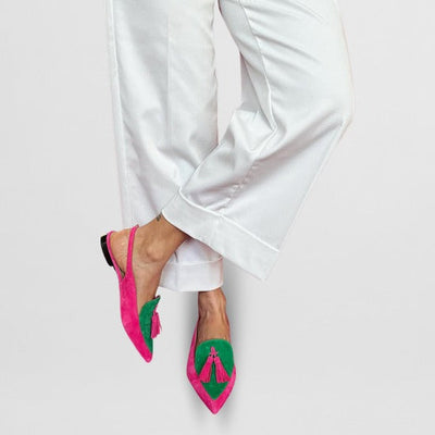 Frendessa™ | Colorful Tassel Ankle-Strap Ballet Flats