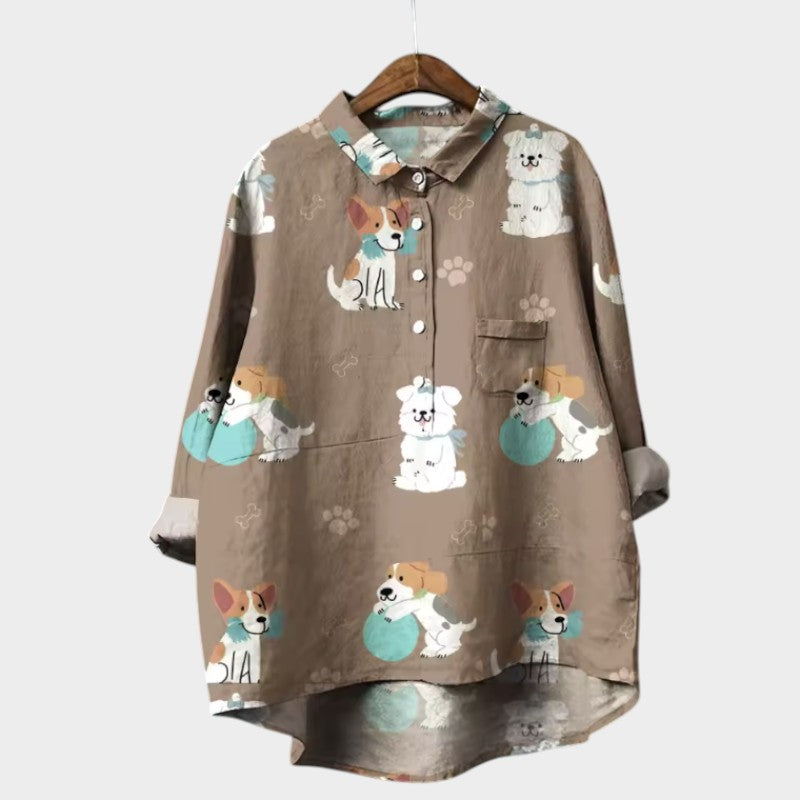 MARIANELLA | Oversized Blouse with Dog Print and Everyday Comfort for a Cheerful Style