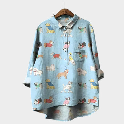 MARIANELLA | Oversized Blouse with Dog Print and Everyday Comfort for a Cheerful Style