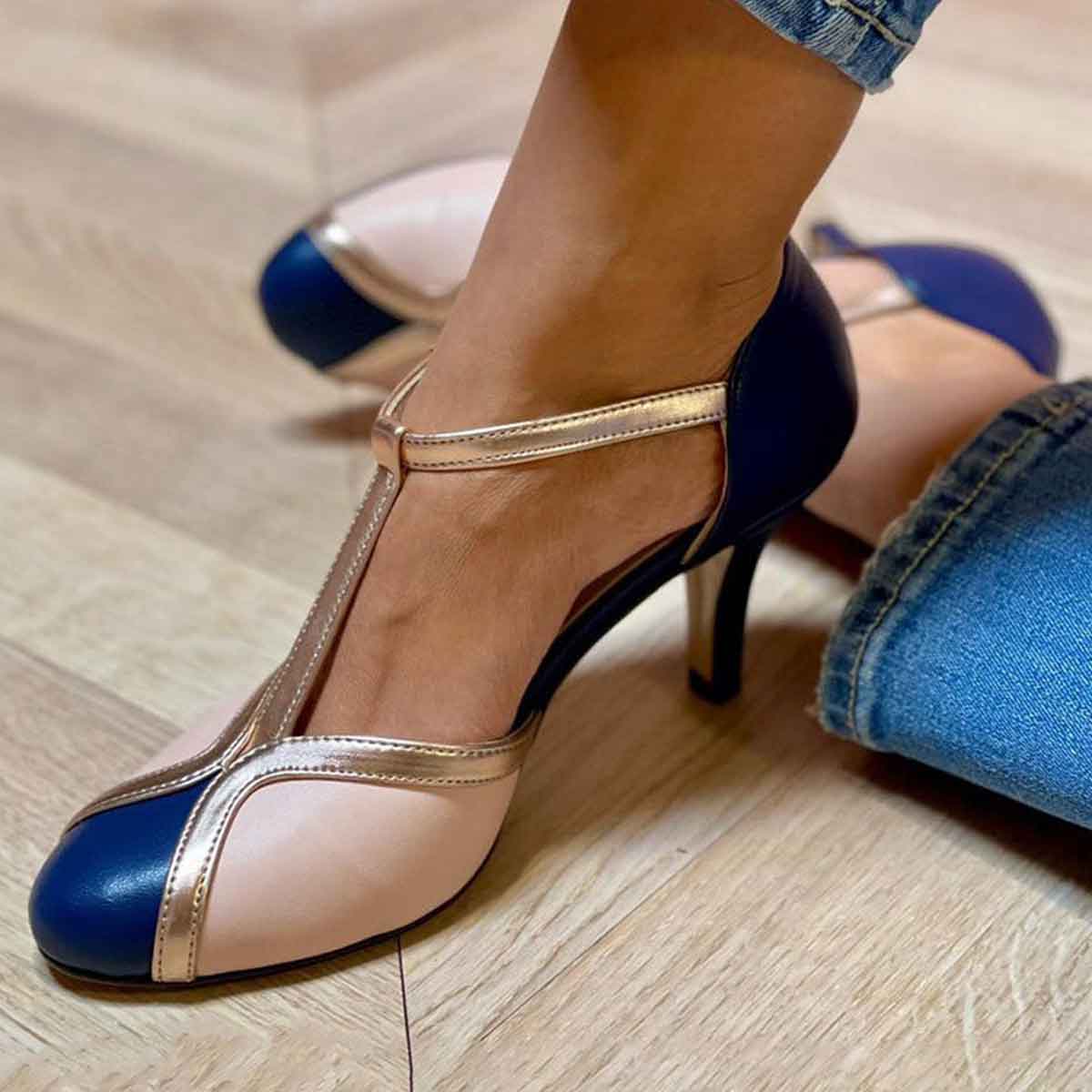 Alessia™ | Vibrant T‑Strap Comfort Heels