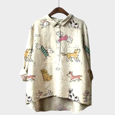 MARIANELLA | Oversized Blouse with Dog Print and Everyday Comfort for a Cheerful Style