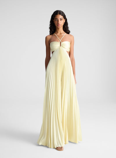 Sienna™ | Golden Hour Cutout Halter Maxi Gown