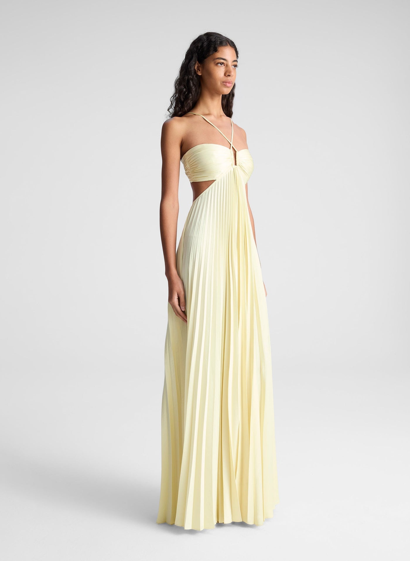 Sienna™ | Golden Hour Cutout Halter Maxi Gown