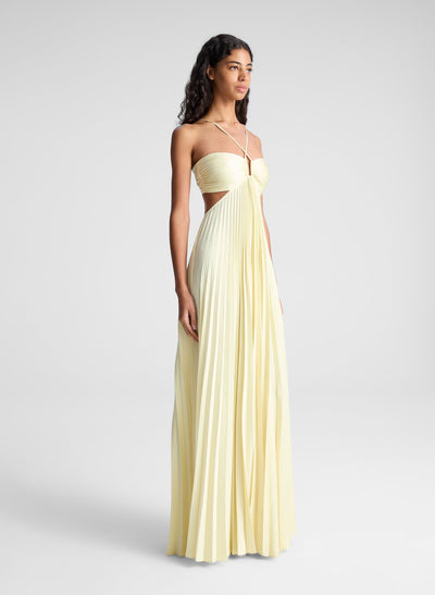 Sienna™ | Golden Hour Cutout Halter Maxi Gown