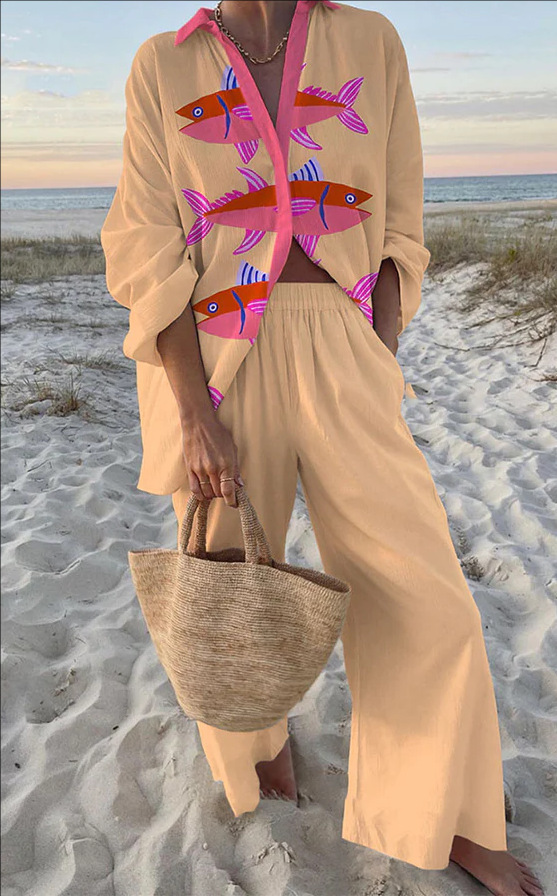 Chiara™ | Breezy Pink Fish-Print Set