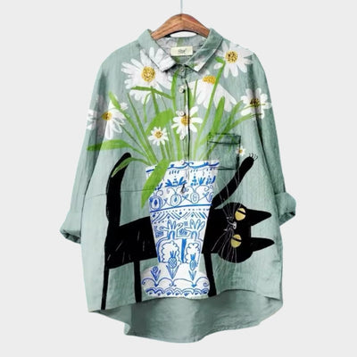 ELISABETTA | Oversized Floral Blouse with Cozy Comfort for Carefree Days