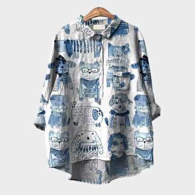 MARIANELLA | Oversized Blouse with Dog Print and Everyday Comfort for a Cheerful Style
