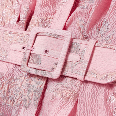 Beatrice™ | Pink Floral Belted Fit-and-Flare Dress