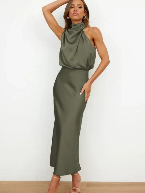 Benthe | Red-Carpet Shoulder-Baring Midi Dress