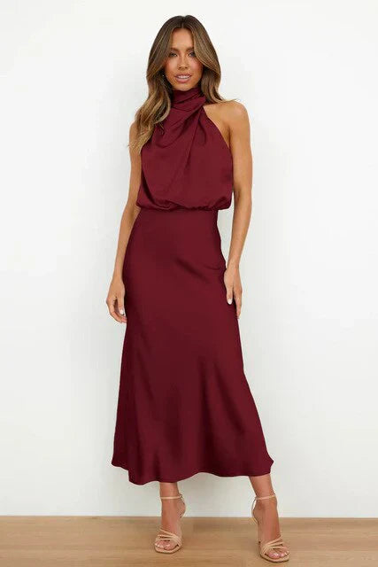Benthe | Red-Carpet Shoulder-Baring Midi Dress