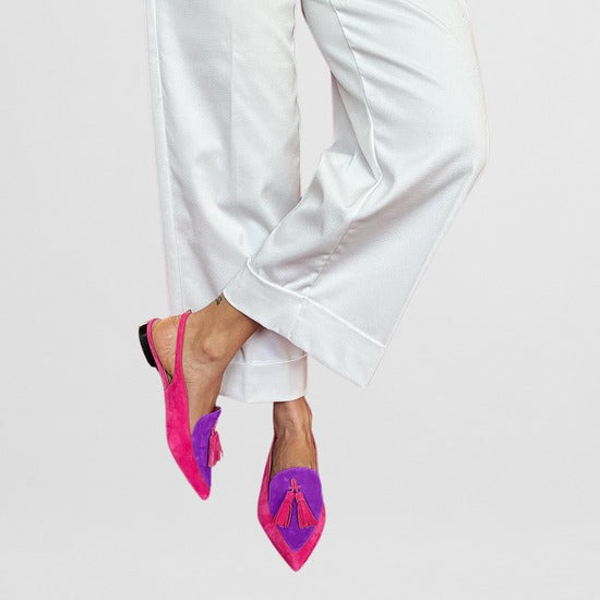 Frendessa™ | Colorful Tassel Ankle-Strap Ballet Flats