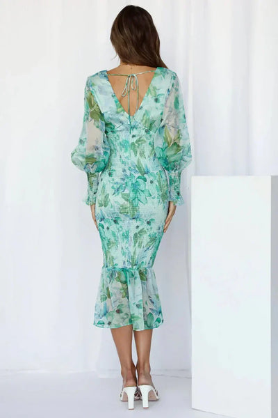 Miley | Breezy Floral Puff-Sleeve Midi Dress