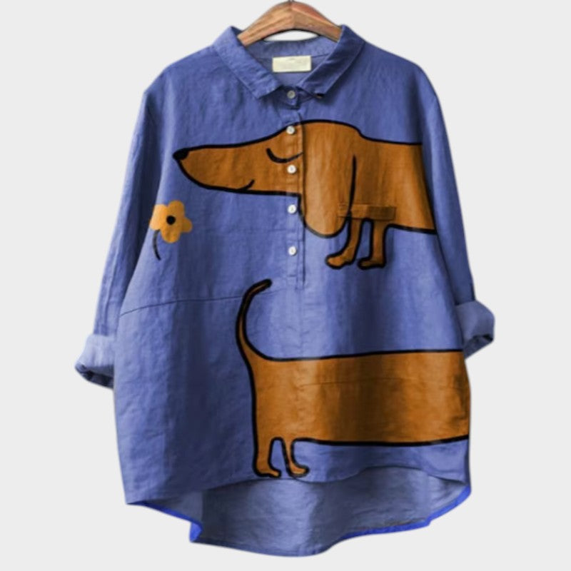 PALMIRA | Oversized Shirt with Canine Design and Everyday Comfort for a Carefree Look