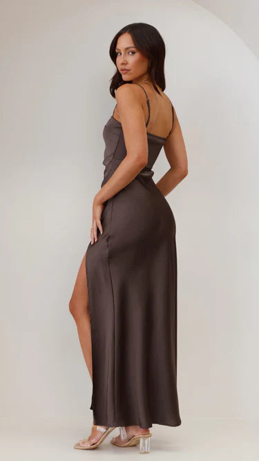 Ilana | Copper Square-Neck Slit Maxi Dress