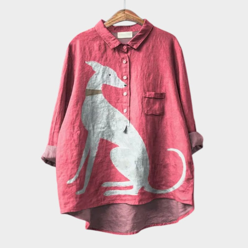 PALMIRA | Oversized Shirt with Canine Design and Everyday Comfort for a Carefree Look