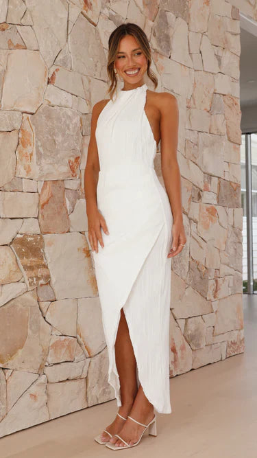 Shyann | High-Neck Pleated Wrap Dress