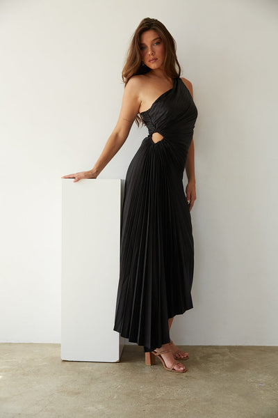 Sylviana | Asymmetric Pleat-Detail Mid-Length Dress