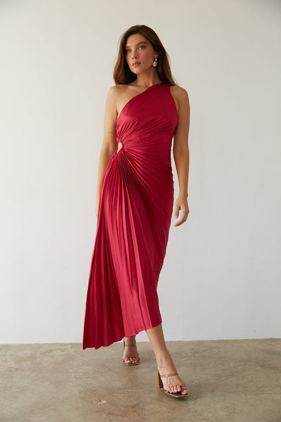 Sylviana | Asymmetric Pleat-Detail Mid-Length Dress